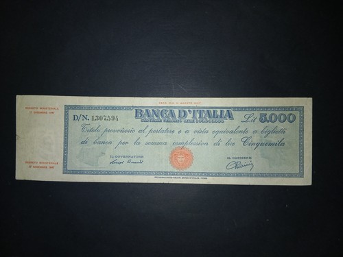 5000 lire titolo provvisorio - 5000,