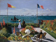 Stampa su tela Monet, La terrazza a S. Adresse, completa di telaio e ganci