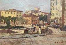 Dipinto Olio Livorno Pontino Bruno Giusti    cm.  50  x 35