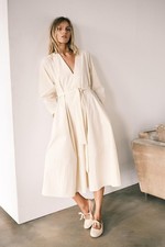 Abito midi con cintura - , ecrù