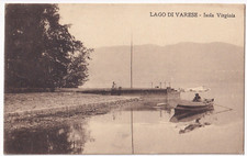 P02986 - CARTOLINA LAGO DI VARESE - ISOLA VIRGINIA CON BARCA A REMI - p/vg
