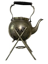 Antique EPNS tea kettle with stand and burner/5