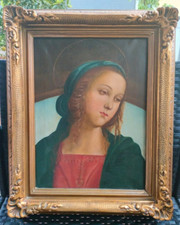 QUADRO DIPINTO MADONNA DEL PERUGINO - OLIO SU TELA - XX SEC. FIRMATO