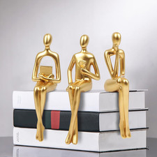 3 Statuette Astratte Dorate Di