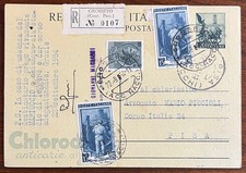 STORIA POSTALE REPUBBLICA-INTERO LIRE 20 DA GROSSETO PER PISA 22/9 1954