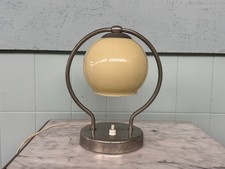 Lampada Da Tavolo Italia Anni 30 Abat-jour Stile Art Decó In Acciaio E Vetro