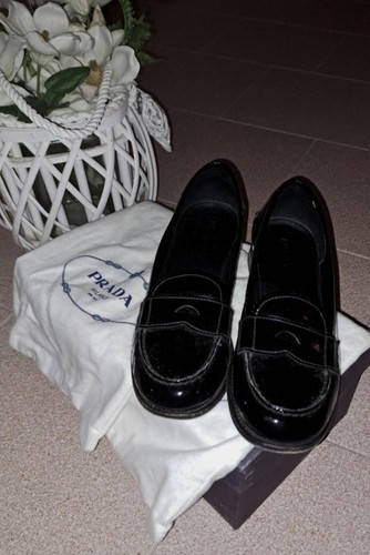 Mocassino nero prada pelle - prada, in