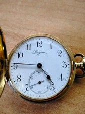 EXTREMELY RARE 40MM LADIES GUTKAES & LANGE 18K DEMI-HUNTER POCKETWATCH, RUNNING!
