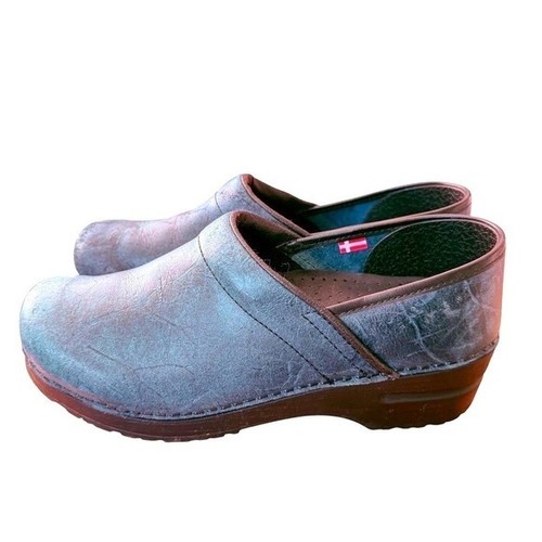 Zoccoli pelle blu sanita eu - zoccoli,