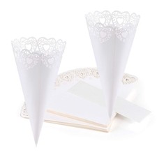 Gwhole 100 pz Coni Portariso Cuore Bianco Portaconfetti Scatoline Bomboniere Con