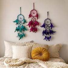 Tris Acchiappasogni con Piume Artigianale -Ø 9 cm Lunghezza 30 cm –0109251201