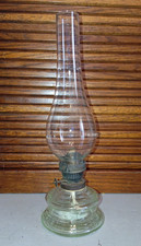 Antica Lampada Olio Petrolio Verde Acqua Vetro Soffiato Con Decori Art Decò 