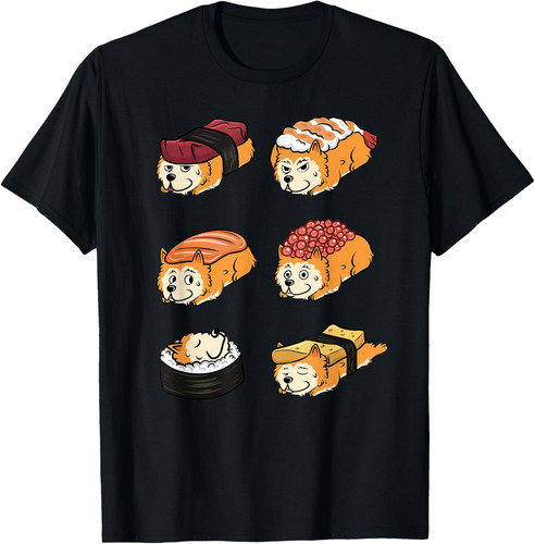 Sushi pomerania cane maglietta - sushi,