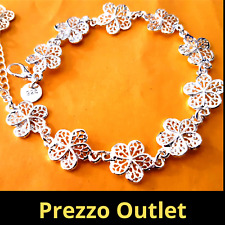 Bracciale in argento 925 st. con ciondoli e fiori per donna o ragazza gioielli