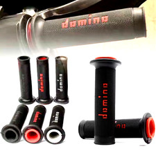 COPPIA MANOPOLE DOMINO MOTO SCOOTER CROSS 22 MM NERO ROSSO CUSTOM UNIVERSALI
