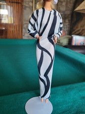 Vintage Barbie bambola moda fantasia stella colpita #4814 nero bianco stampa zebrata 1983