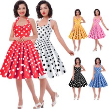 Abito midi retrò donna anni 50 60 a pois rockabilly swing dress skater party!