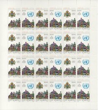 1992 SAN MARINO SERIE INGRESSO ALL'O.N.U. FOGLIO COMPLETO MNH MF65031
