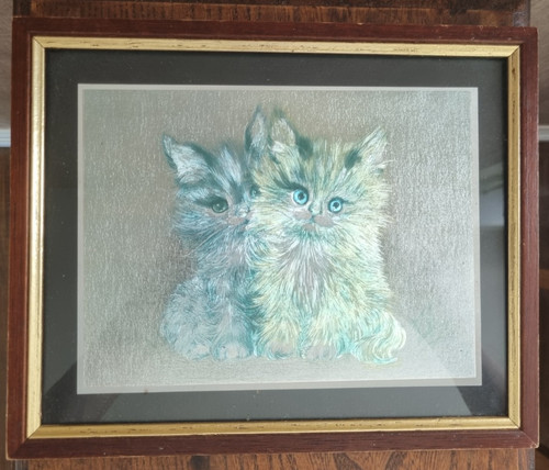Tableau foil art vintage - , chats