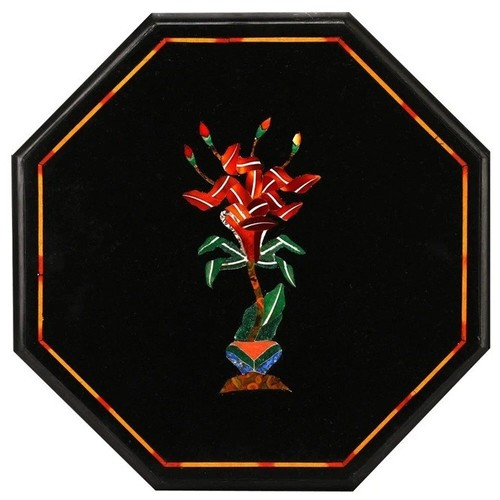 Octagonal black floral - 15",