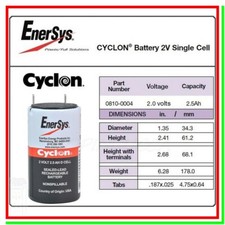 batteria CYCLON 2V 2,5Ah 2500mAh accumulatore ricaricabile al piombo ENERSYS USA