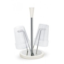 Giannini glossy, portabicchieri bianco in acciaio e legno