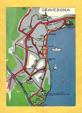 Cartolina Como Gravedona pianta schematica di Laura Mastelli T. non viaggiata