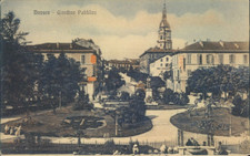 NOVARA 1915-MERAVIGLIOSA PANORAMICA ANIMATA SUI GIARDINI PUBBLICI-65470