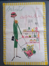 Vintage Strofinaccio Canovaccio Settimana Sabato  Milvia Zucchi Anni 60