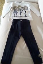 Completo Monnalisa bimba pantalone blu+maglietta panna disegni   2 anni nuovo