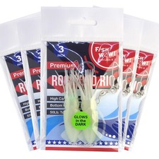 5 pezzi 3" pesca RockCod rig doppia lampadina calamari esca pesce roccia esca morbida bagliore NUOVO