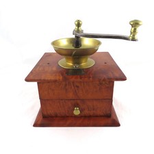 Antico Macinacaffè Mulino Tigre Acero Scatola Acciaio Ottone