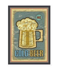 6 x 6 Die-Cut Magnet Retro Cold Beer 50 Cent Mug Kitchen or Bar Fridge Magnets