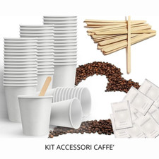 Kit accessori caffè bicchierini palettine e bustine di zucchero monouso 300 pz