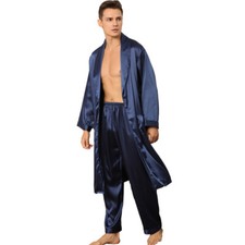 2Pcs Men Kimono Bathrobe Fake