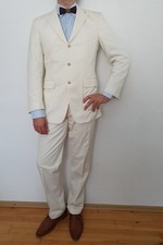 Scabal Suit tuta giacca pantaloni taglia 94 (sottile) = 48 come nuova cotone bianco, crema