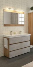ARREDO BAGNO MOBILE SOHO S35 DOPPIO LAVABO cm.120  ROVERE NODATO - CEMENTO