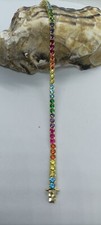 BRACCIALE TENNIS RAINBOW ARGENTO DORATO MM 3  UNISEX 4 GRIFFE CM 18 EXPLOIT
