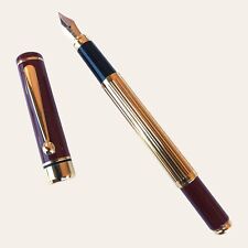 Penna Stilografica By Filcao Laminata Oro E Lacca Bordeaux Made Italy