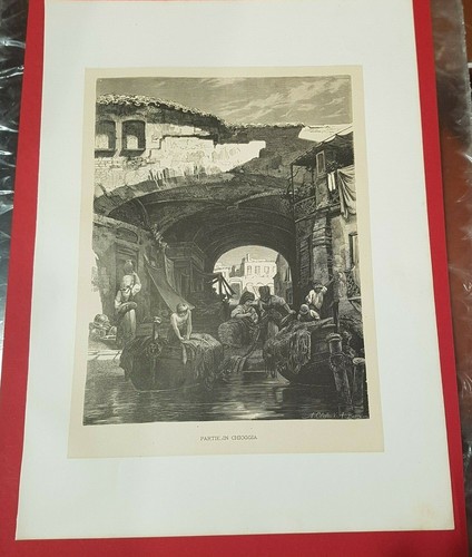 Xilografia veduta chioggia - veduta,