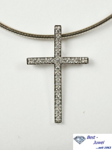 Ciondolo croce oro bianco 585