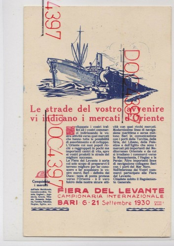 Bari fiera levante 1930 - levante,