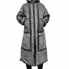 Winter grey hooded suede faux - grey,