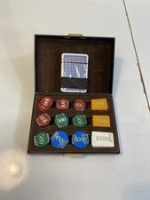 Scatola di Fiches da gioco Con Carte Poker Mondial Vintage in Legno Collezione
