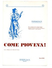 Spartito musicale Come pioveva per mandolino e fisarmonica con testo vintage