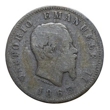 1 Lira 1863 Stemma - Milano - Vittorio Emanuele II - Regno d'Italia - MB
