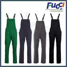 SALOPETTE PETTORINA DA LAVORO IN COTONE MULTITASCHE BLU MECCANICO OFFICINA 