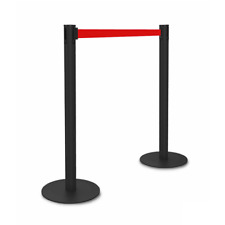 2 X COLONNINA SEGNAPERCORSO SEPARA CODE CORSIE TENDINASTRO NERO/ARGENTO/ROSSO