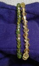 Coppia Bracciali elastici con Perline gialle e verdi