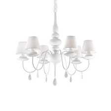 Lampadario Shabby Chic-Provenzale Blanche Metallo Bianco 6 Luci E14